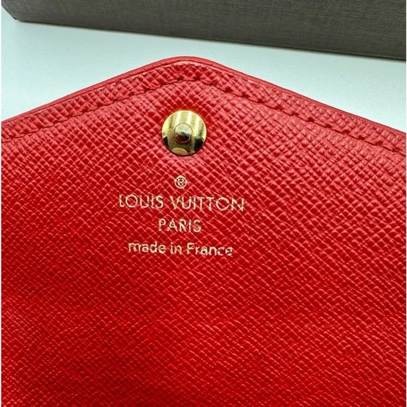 Louis Vuitton - Authentic-Sarah Retiro Mono / Red Trim Long wallet w/ Box - Picture 8 of 15